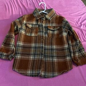 Plaid Brown Kids Shirt